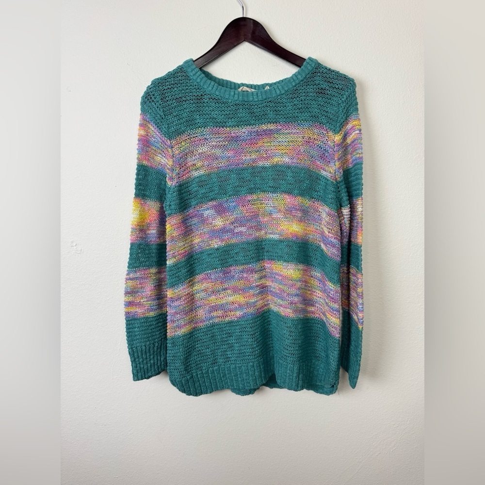 Soft Surroundings Serafina Sweater Woman’s Large Pullover Colorful Knit Coastal